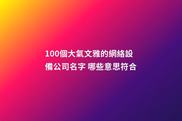 100個大氣文雅的網絡設備公司名字 哪些意思符合